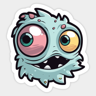 Little Monster Creature, Green And Kawaii Cute Sticker